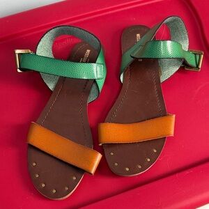 Mossimo Green and Orange Leather Sandals